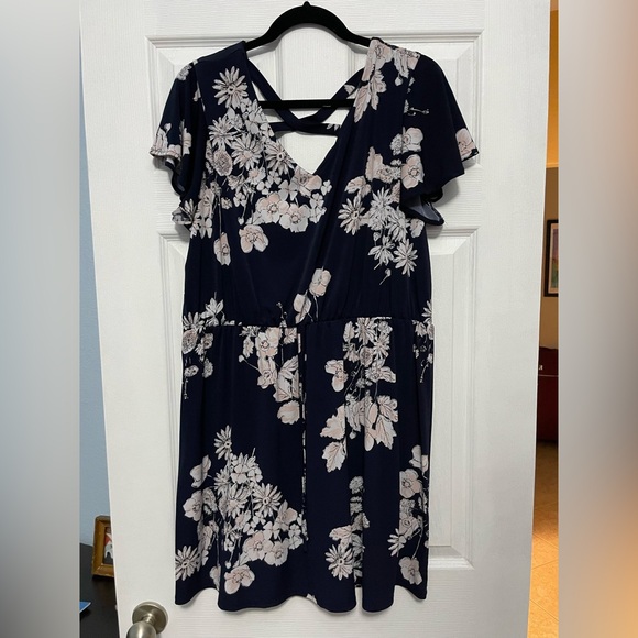 Maurices Navy and Pink Floral Backless Dress - Picture 1 of 1